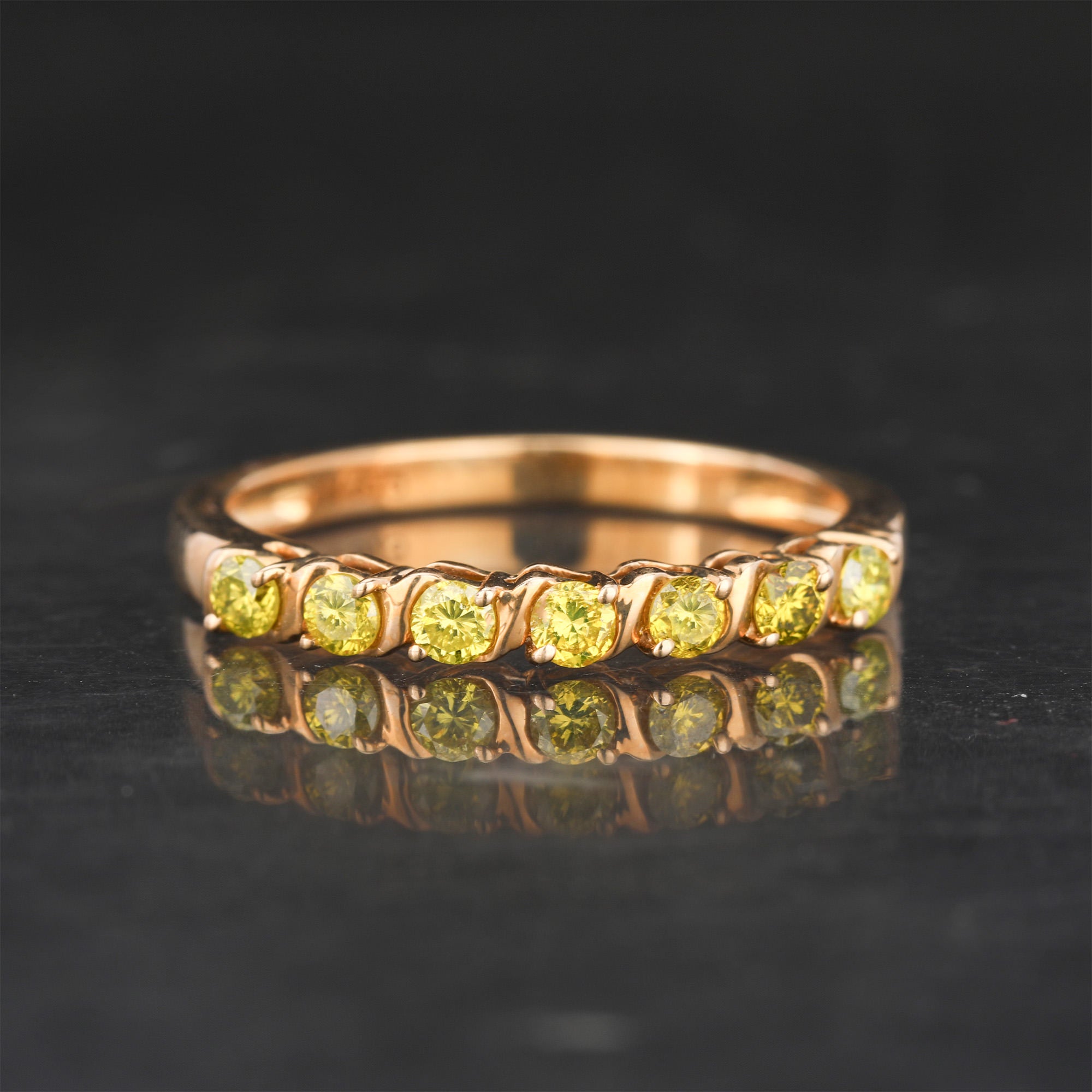 Yellow Diamond Ring 0.31 Carats 9K Yellow Gold