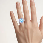 Blue Topaz Ring With Tanzanite 11.1 Carats Sterling Silver