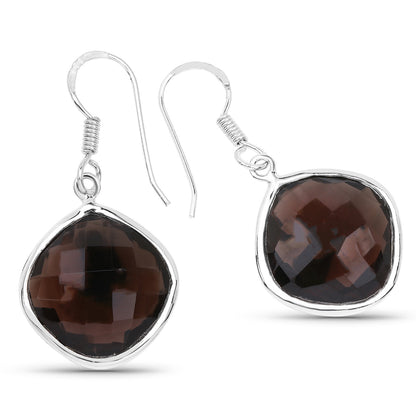 Smoky Quartz Earrings 22.7 Carats Sterling Silver