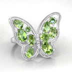 Peridot Butterfly Ring 4.5 Carats Sterling Silver