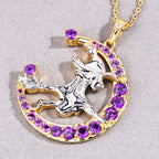 Amethyst Witch Pendant With White Topaz 0.96 Carats Gold Plated Silver