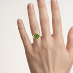 Chrome Diopside Flower Ring 1.22 Carats Gold Plated Silver