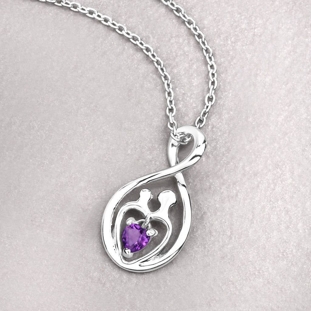 Amethyst Mom Pendant 0.14 Carats Sterling Silver
