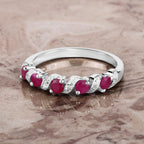 Ruby Ring With White Topaz 0.66 Carats Sterling Silver
