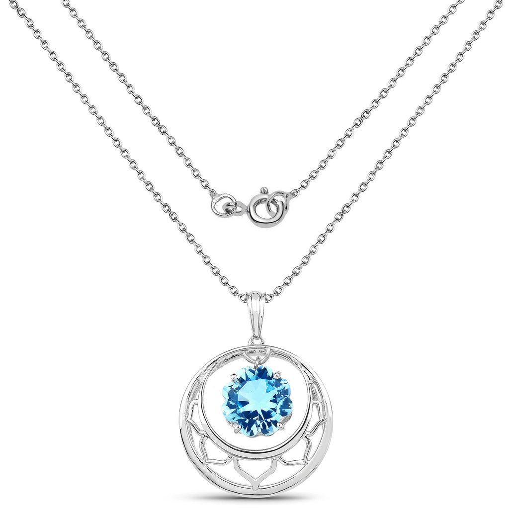 Swiss Blue Topaz Pendant 8.74 Carats Sterling Silver