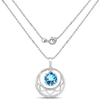 Swiss Blue Topaz Pendant 8.74 Carats Sterling Silver