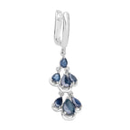 Blue Sapphire Chandelier Earrings 4.1 Carats Rhodium Plated Silver