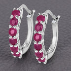 Ruby Hoop Earrings 1.54 Carats Sterling Silver