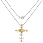 Yellow Sapphire Cross Pendant 2.22 Carats Sterling Silver