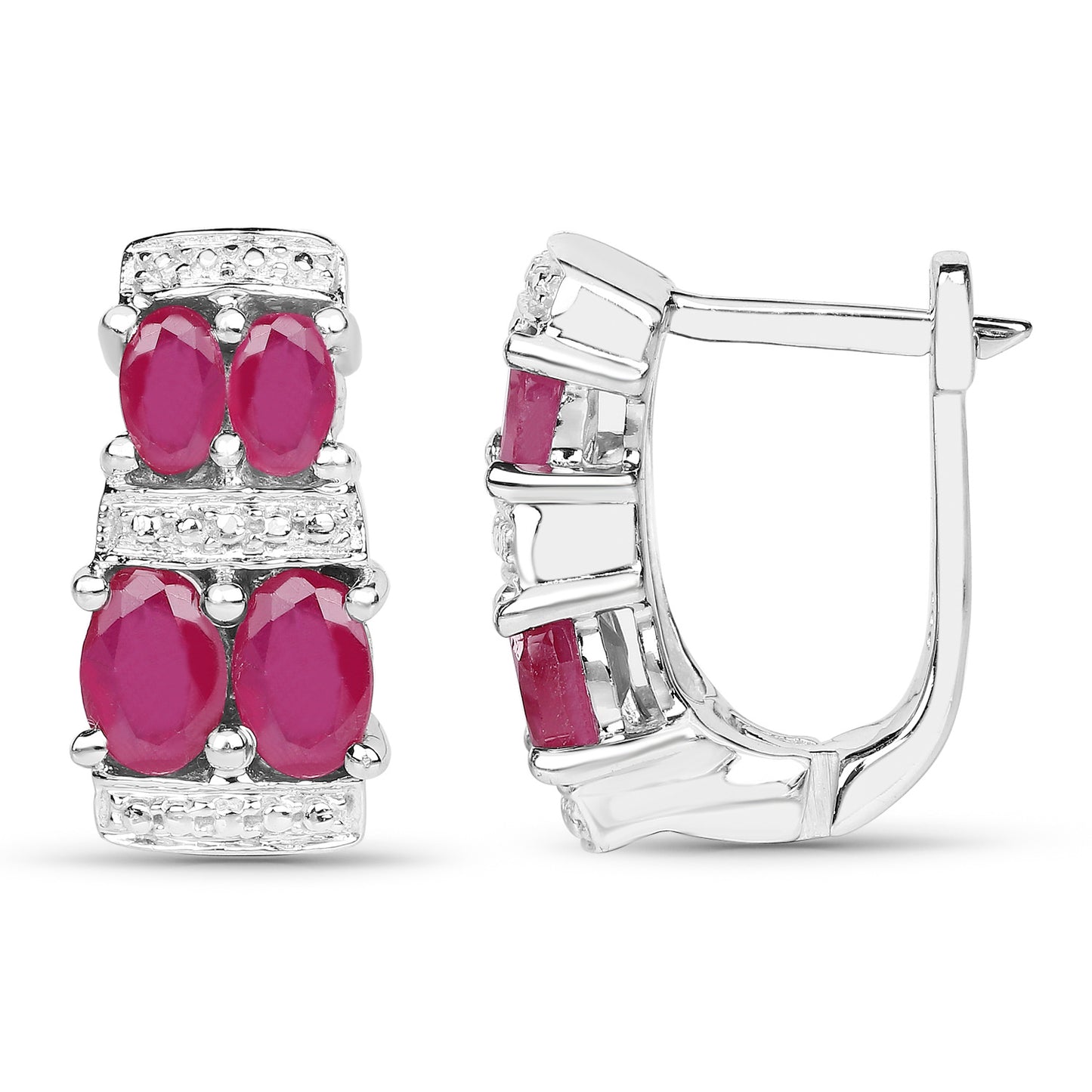 Natural Ruby Earrings 3.18 Carats Sterling Silver
