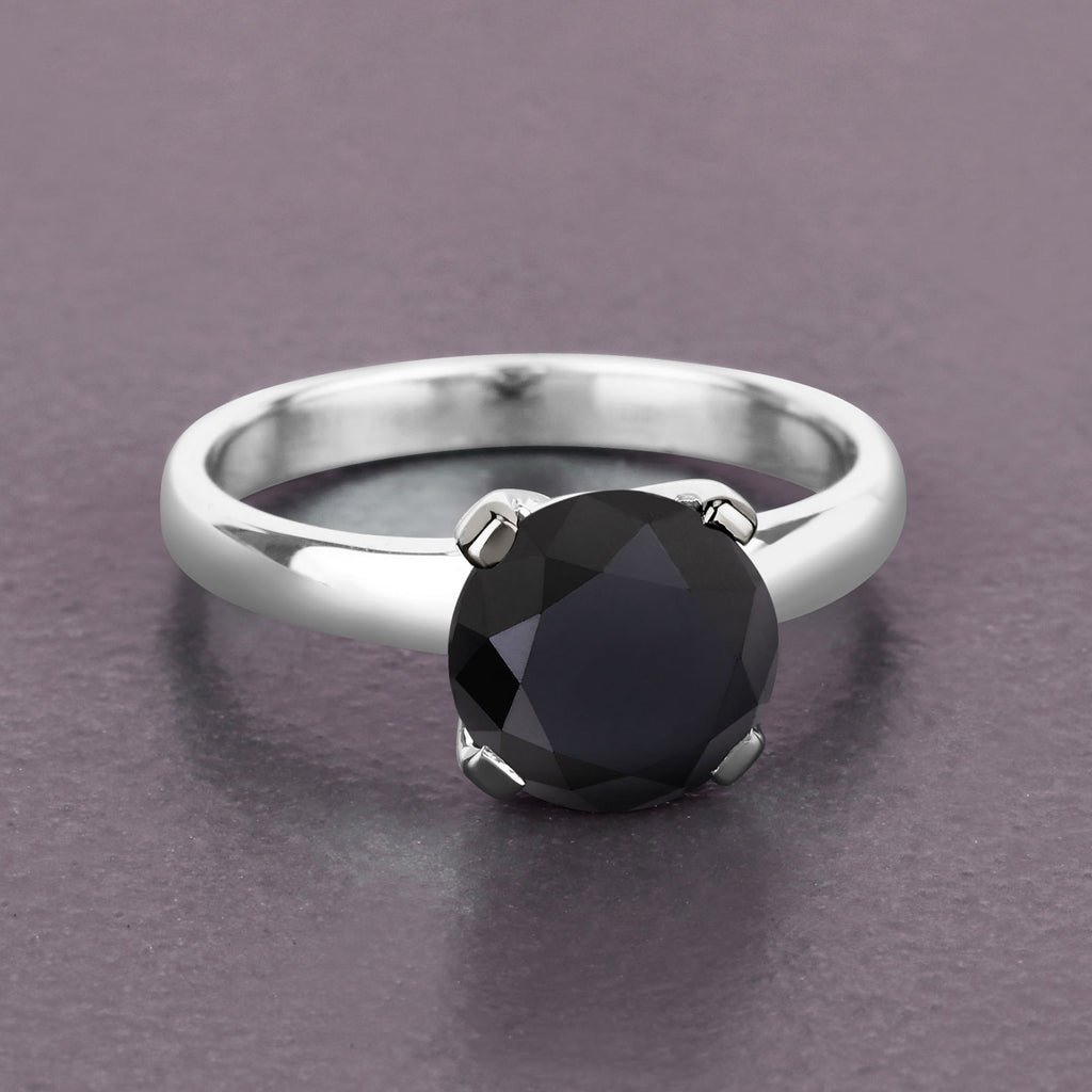 Black Diamond Ring 2.98 Carats 14K White Gold