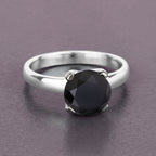 Black Diamond Ring 2.98 Carats 14K White Gold