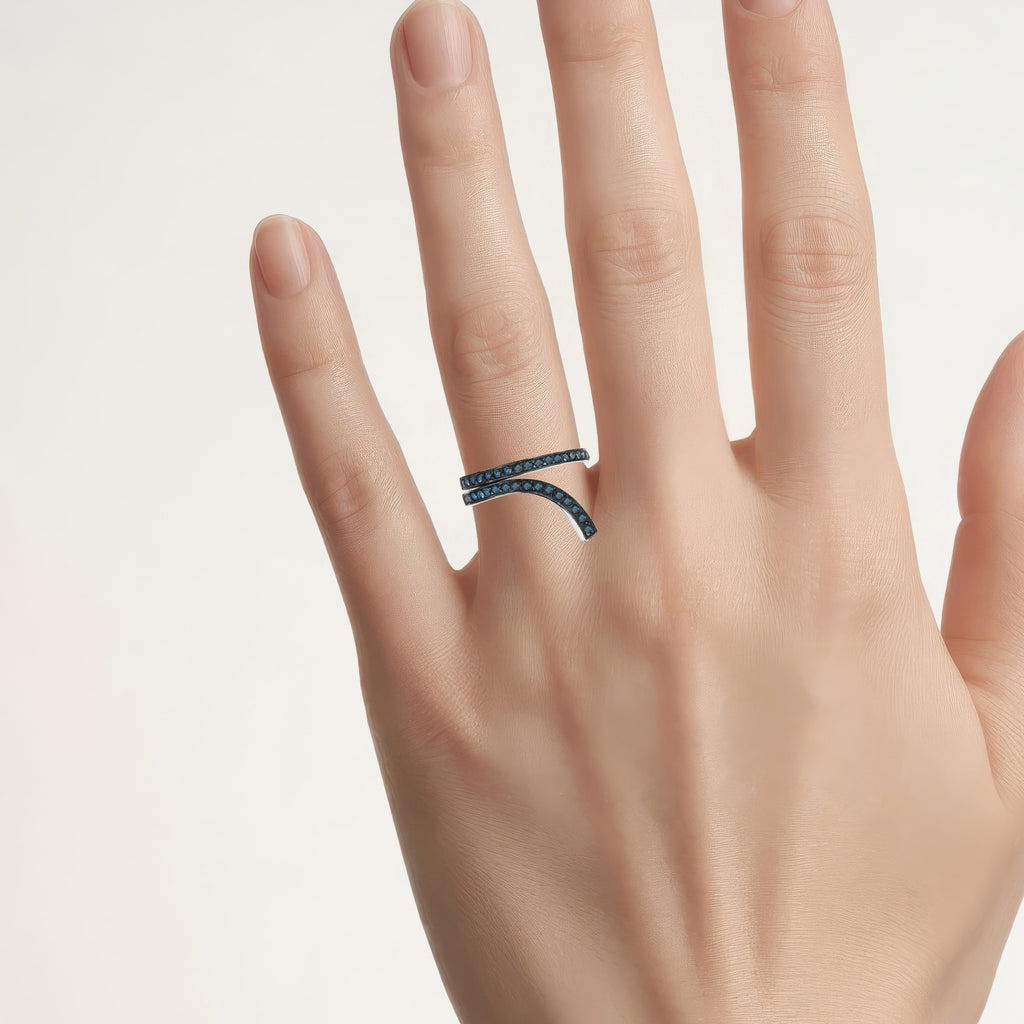 Blue Diamond Ring 0.44 Carats Sterling Silver