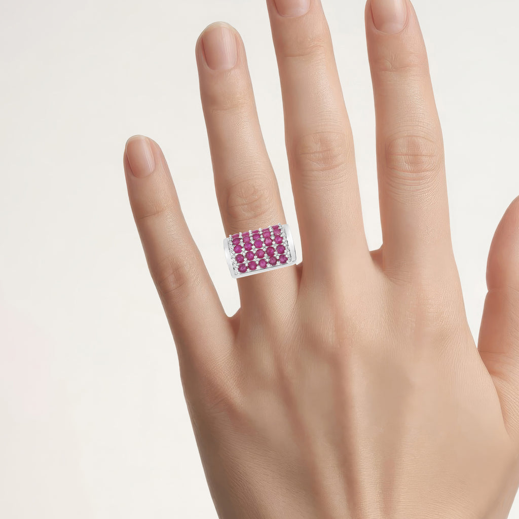 Ruby Ring 3.24 Carats Sterling Silver