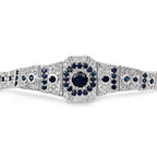 Blue Sapphire Tennis Bracelet With Diamonds 3.72 Carats Sterling Silver