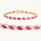 Ruby Bracelet With Diamonds 7.74 Carats 10K Yellow Gold