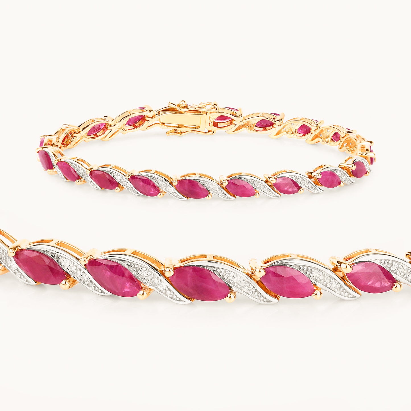 Ruby Bracelet With Diamonds 7.74 Carats 10K Yellow Gold