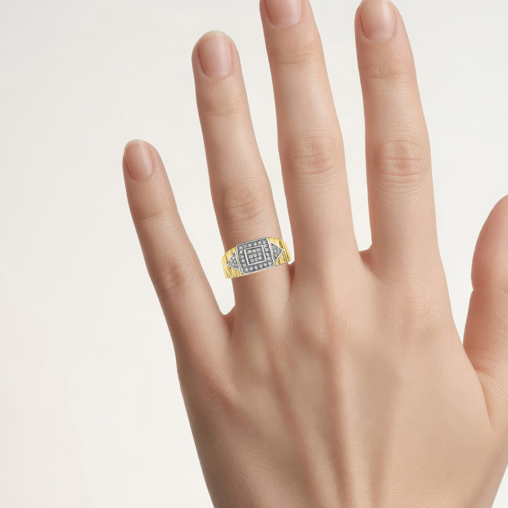 Diamond Ring 0.2 Carats Gold Plated Silver