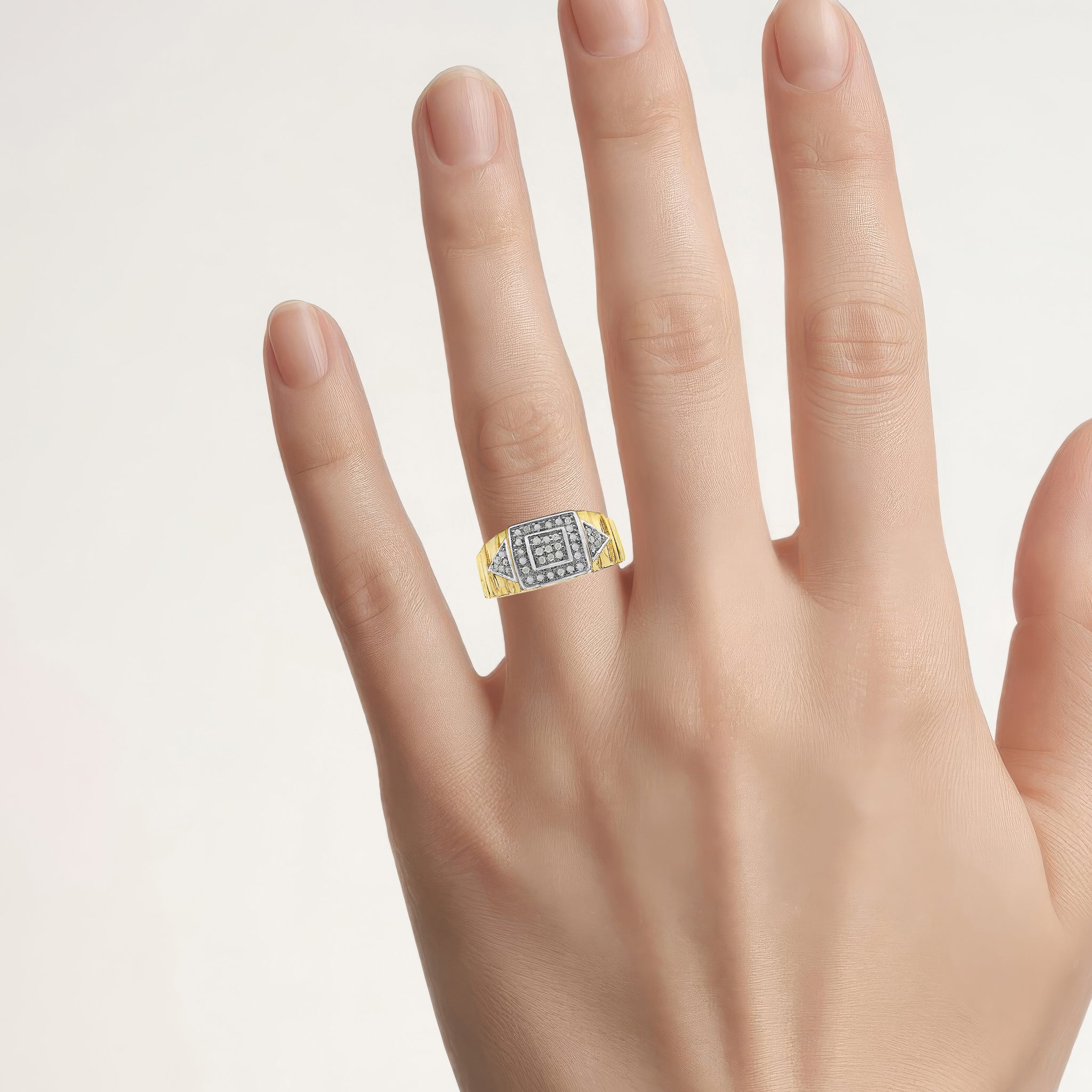 Diamond Ring 0.2 Carats Gold Plated Silver