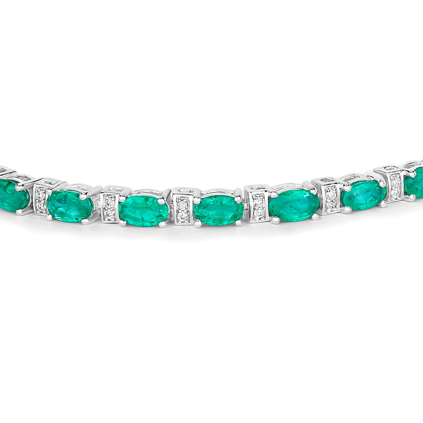 Emerald Bracelet With Diamonds 4.96 Carats 14K White Gold