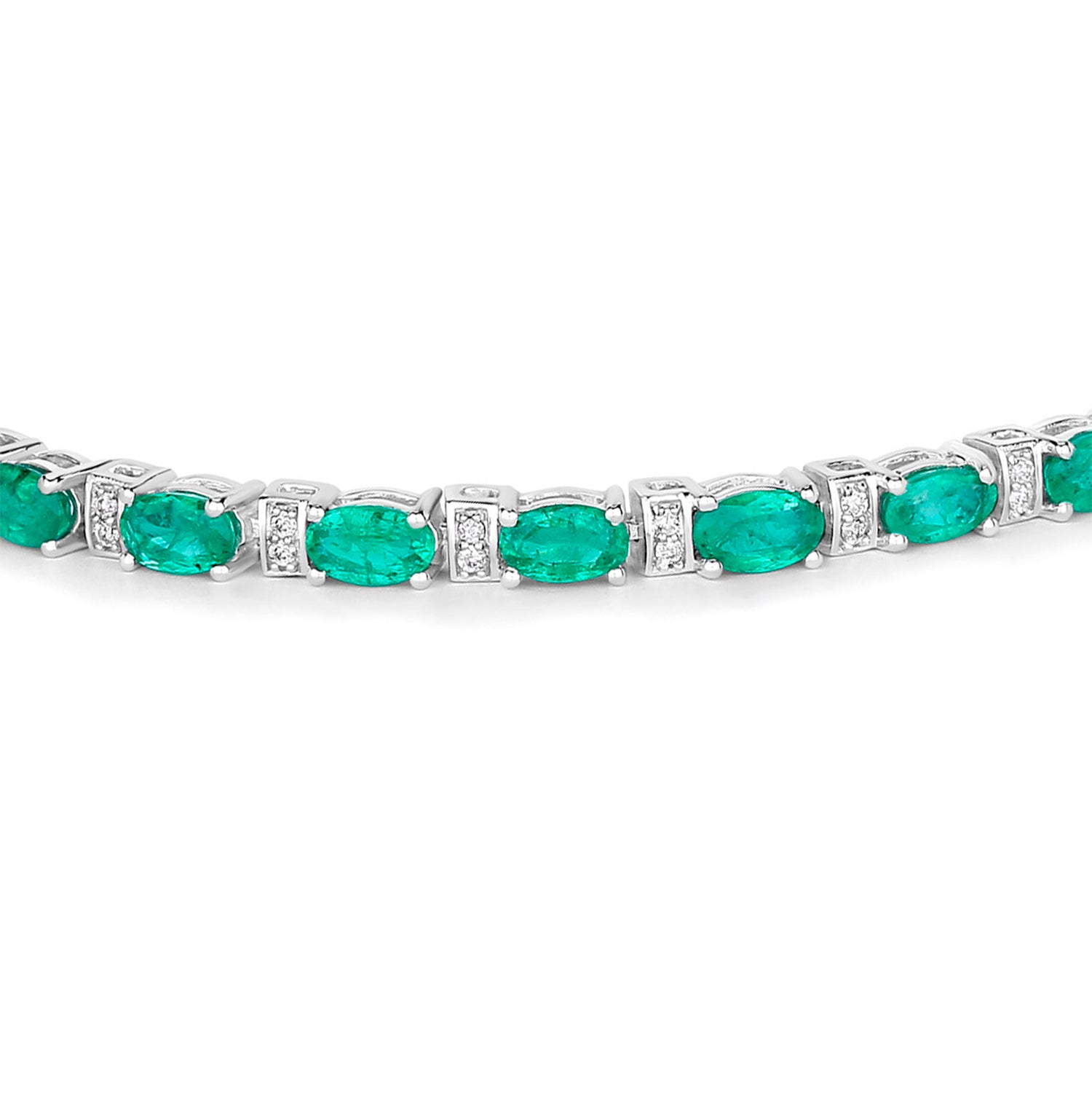 Emerald Bracelet With Diamonds 4.96 Carats 14K White Gold
