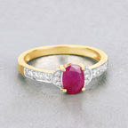 Ruby Ring With Diamonds 0.93 Carats 10K Yellow Gold