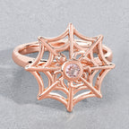 Morganite Spider Web Ring 0.08 Carats Gold Plated Silver