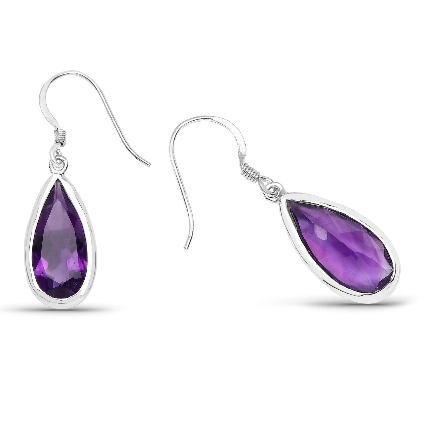 Amethyst Earrings 10 Carats Sterling Silver