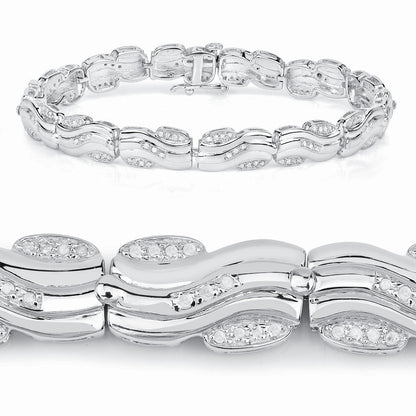 White Diamond Tennis Bracelet 0.80 Carats 14K White Gold Plated Silver