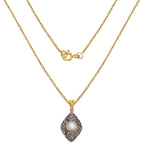Ethiopian Opal Pendant With Tanzanite 1.78 Carats Gold Plated Silver