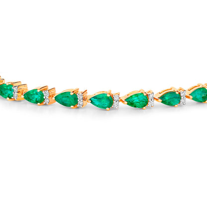 Emerald Bracelet With Diamonds 4.62 Carats 14K Yellow Gold