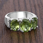 Peridot Ring With White Topaz 4.08 Carats Sterling Silver