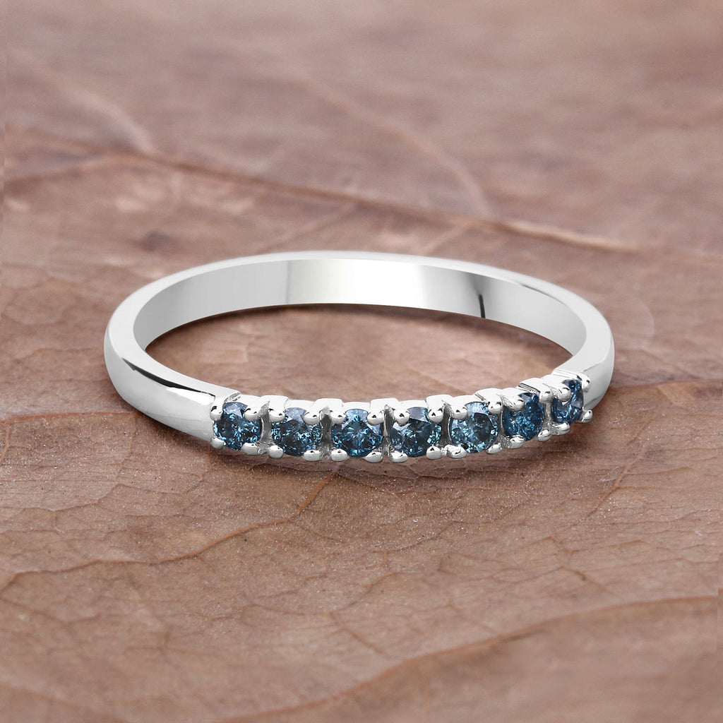 Blue Diamond Ring 0.2 Carats 14K White Gold