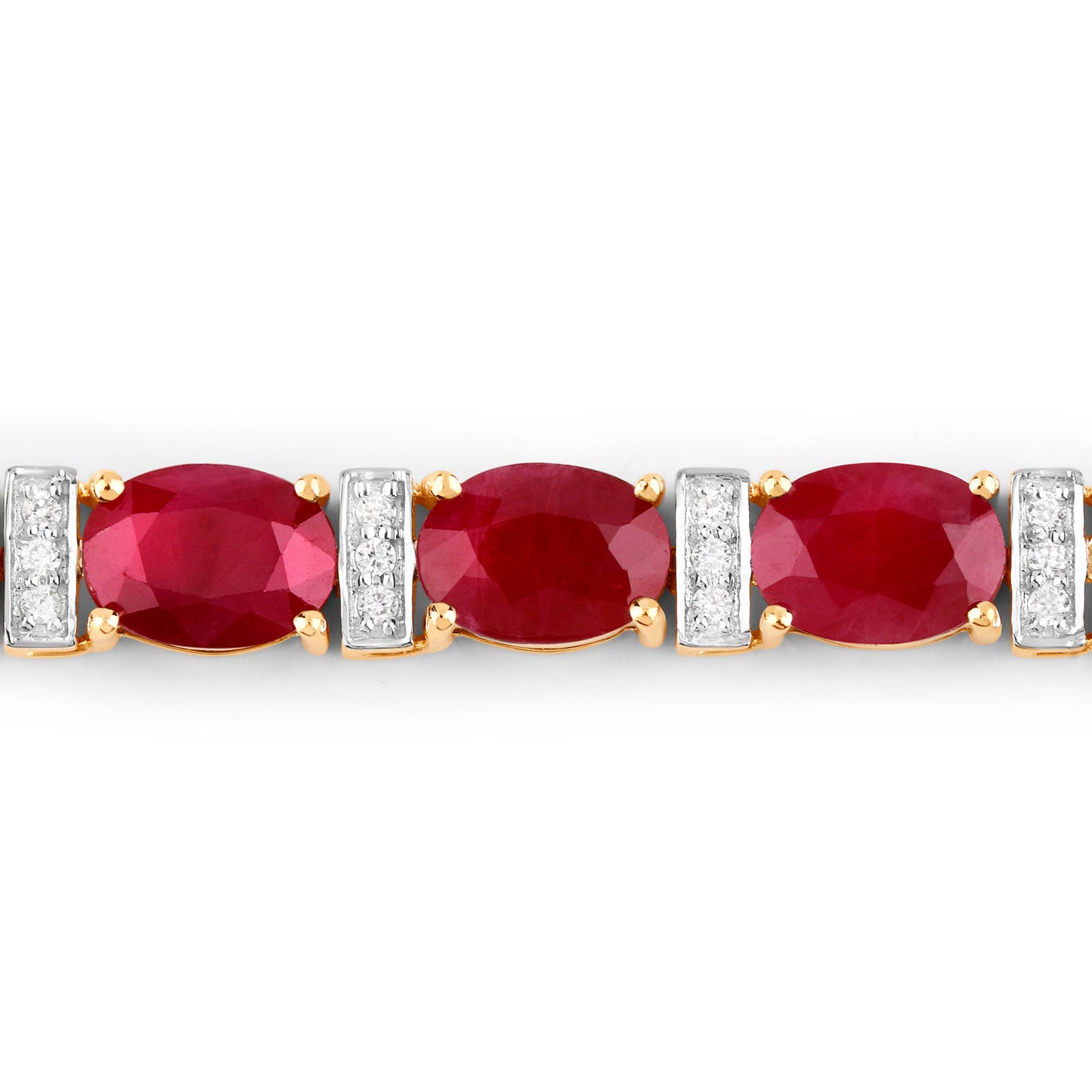 Ruby Tennis Bracelet White Diamonds 16.5 Carats 14K Yellow Gold