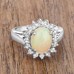 Ethiopian Opal Ring With White Topaz 2.3 Carats Sterling Silver