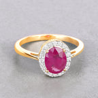 Ruby Ring With Diamonds 1.8 Carats 14K Yellow Gold