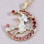 Garnet Flying Witch Pendant With White Topaz 1.22 Carats Gold Plated Silver