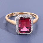 Rubellite Ring With Diamonds 2.72 Carats 14K Yellow Gold