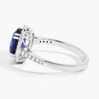 Blue Sapphire Ring With Diamonds 3.06 Carats 18K White Gold