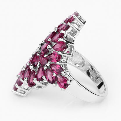 Rhodolite Cluster Ring 7.5 Carats Sterling Silver