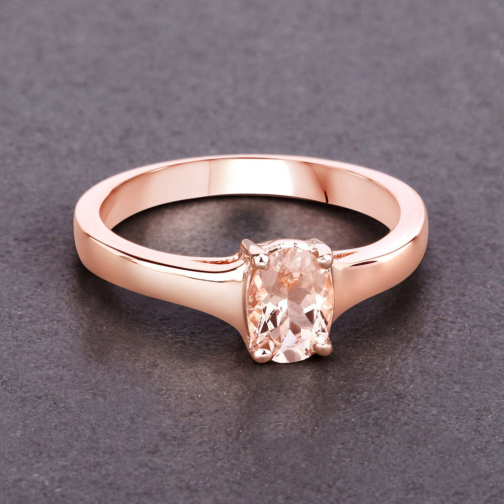 Morganite Ring 0.68 Carats Gold Plated Silver
