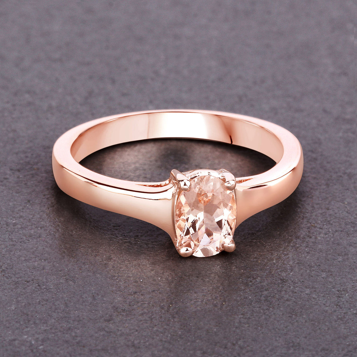 Morganite Ring 0.68 Carats Gold Plated Silver