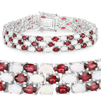 Rhodolite Garnet Tennis Bracelet With Opal 24 Carats Sterling Silver
