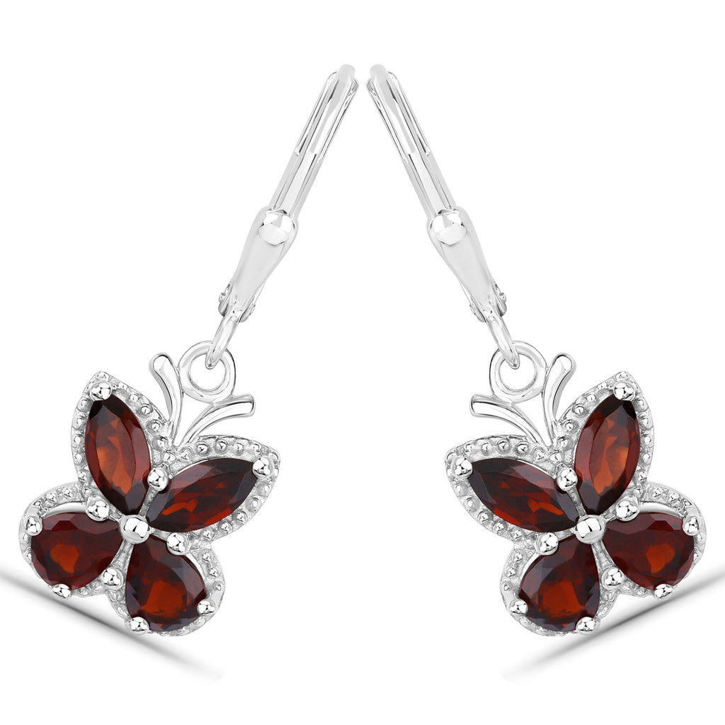 Garnet Earrings 2.56 Carats Sterling Silver