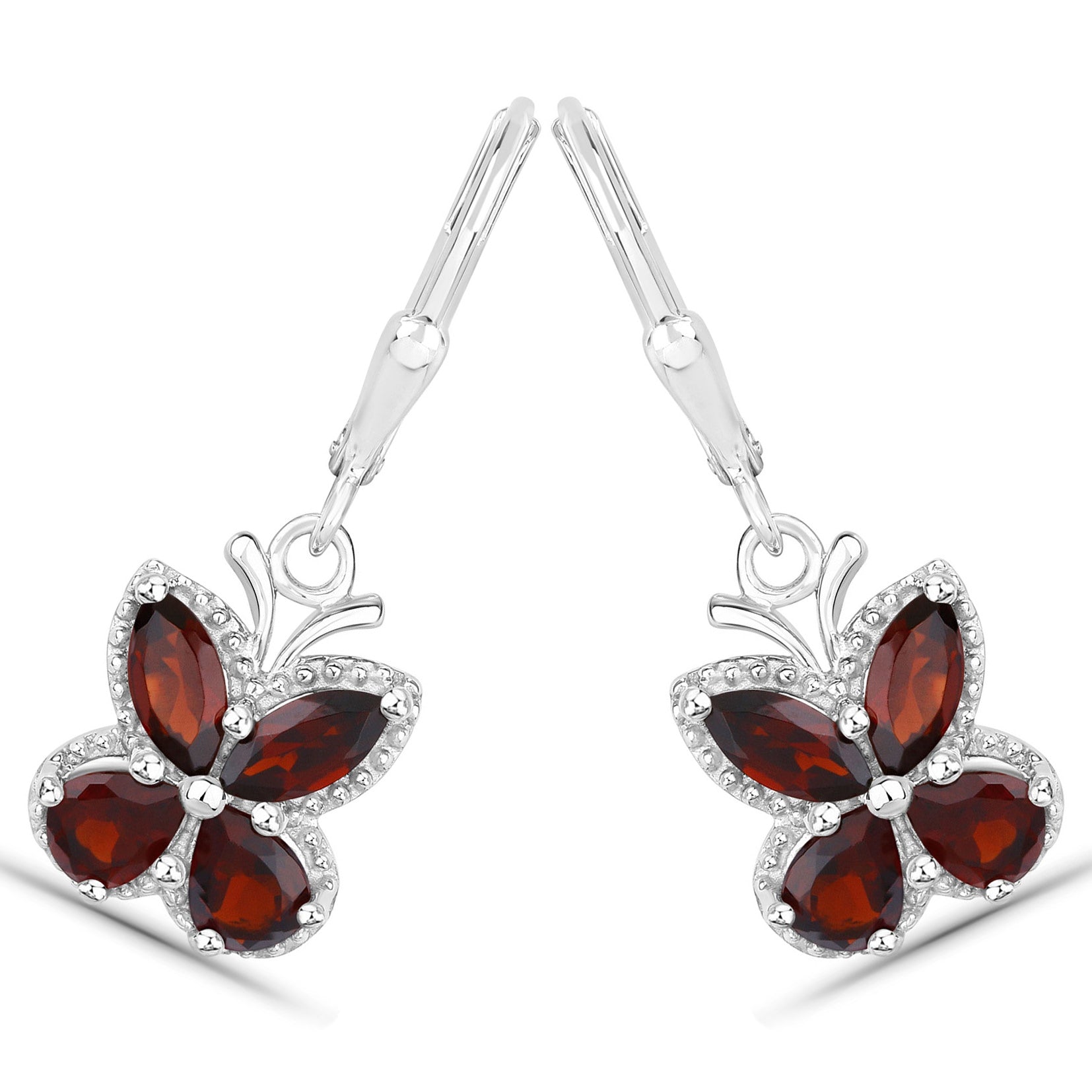 Garnet Earrings 2.56 Carats Sterling Silver