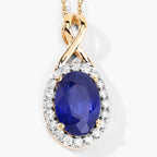Blue Sapphire Pendant With Diamonds 1.84 Carats 18K Yellow Gold