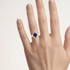 Blue Sapphire Ring With Diamonds 4.84 Carats 14K Yellow Gold