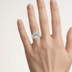 Green Amethyst Ring With White Topaz 3.9 Carats Sterling Silver