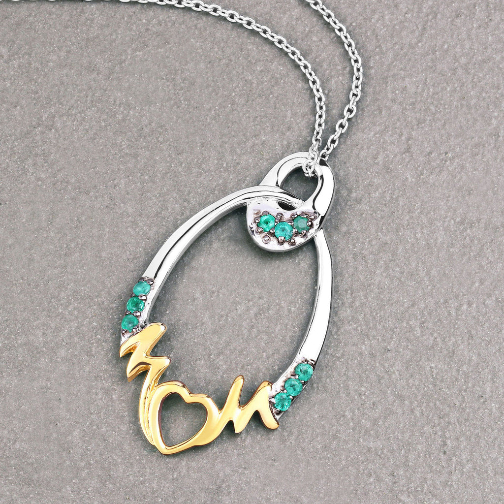 Emerald Mom Pendant 0.14 Carats Gold Plated Silver