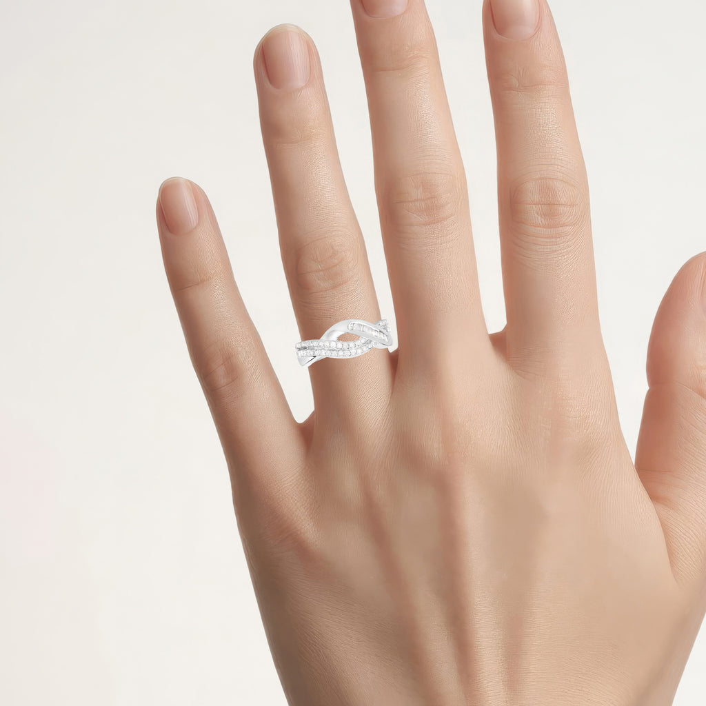Diamond Ring 0.44 Carats Sterling Silver